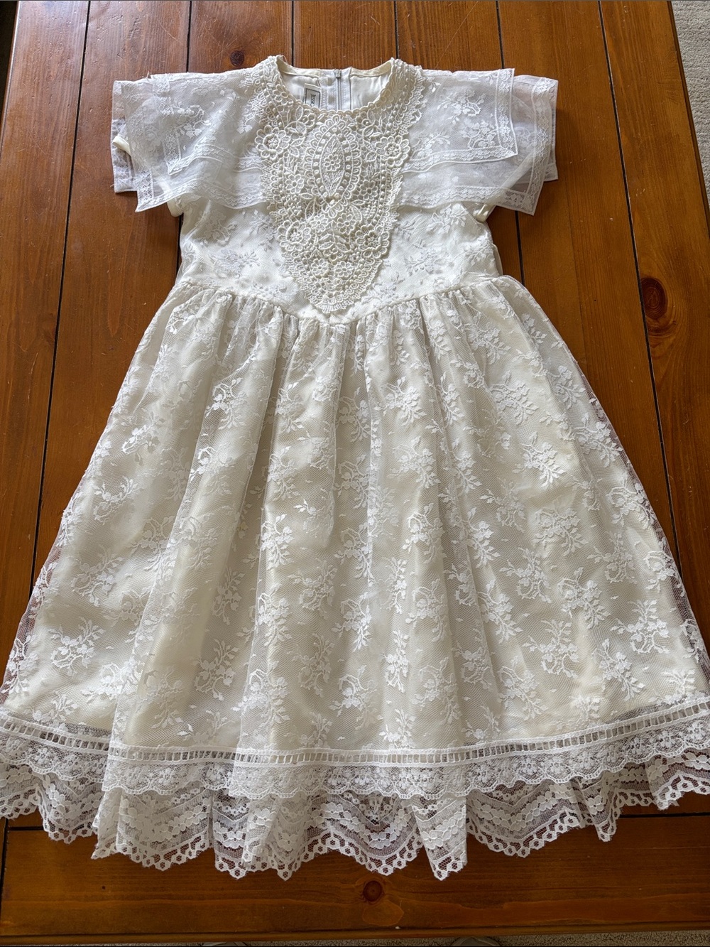 Jessica McClintock Ivory Lace Formal Girls Dress with Crochet Bodice Size 6